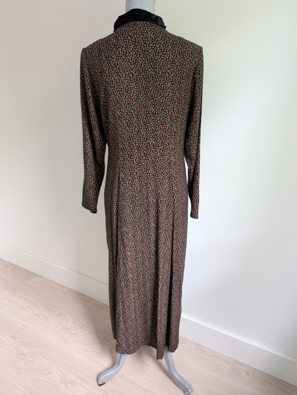 Vintage April Cornell Velvet Collar Prairie Duster Dress - Picture 4 of 15